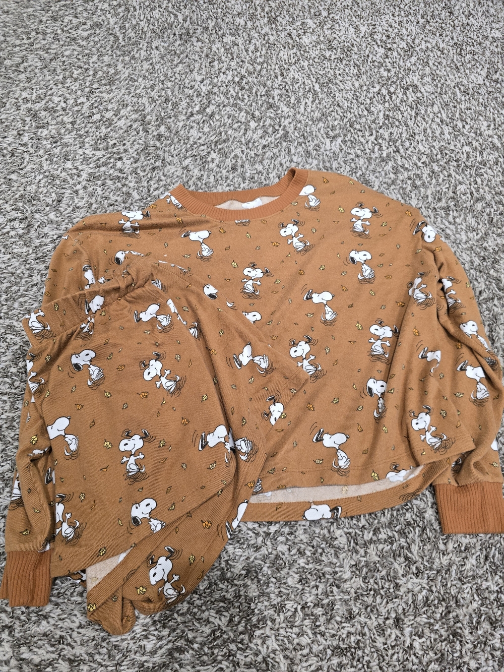 aerie Rust Orange Snoopy Print Pullover Pajama Set